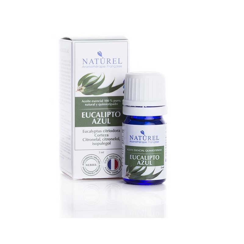 Aromaterapia Eucalipto Azul 5ml Naturel. Favorecer el equilibrio del cuerpo, tiene efecto refrescante. Recomendado para el codo de tenista y dolores musculares.   