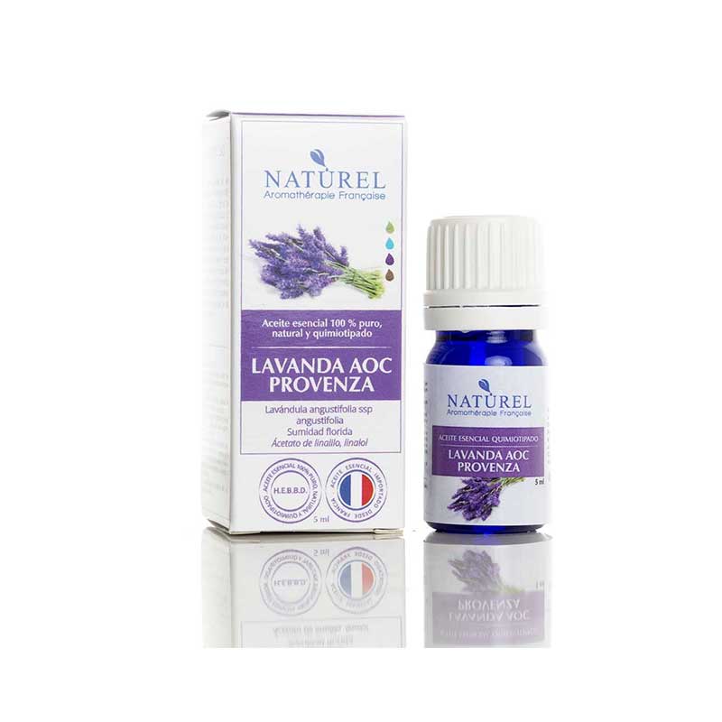 Aromaterapia Lavanda AOC Provenza 5ml Naturel. Ayuda a disminuir la ansiedad, tensiÃƒÂ ³n nerviosa, insomnio, melancolÃƒÂ ­a, irritabilidad, cambios de humor, ira, la rabia y el estrÃƒÂ ©s, tiene acciÃƒÂ ³n cicatrizante, trata las grietas del pezÃƒÂ ³n por lactancia y controla los piojos.