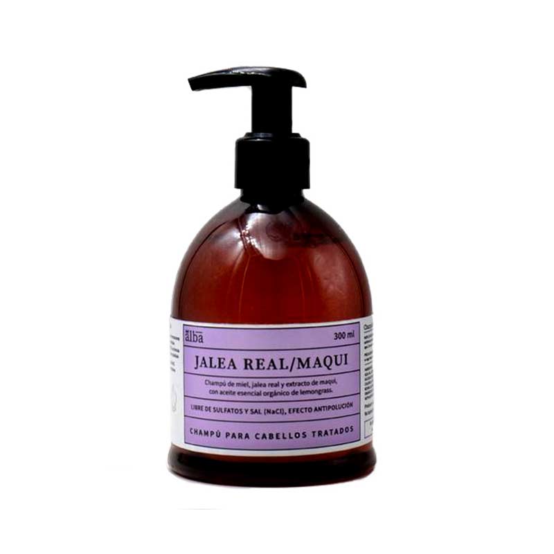 Champu Jalea Real-Maqui 300 ml Del Alba.  Reparador y nutritivo diseñado para el cuidado del cabello dañado